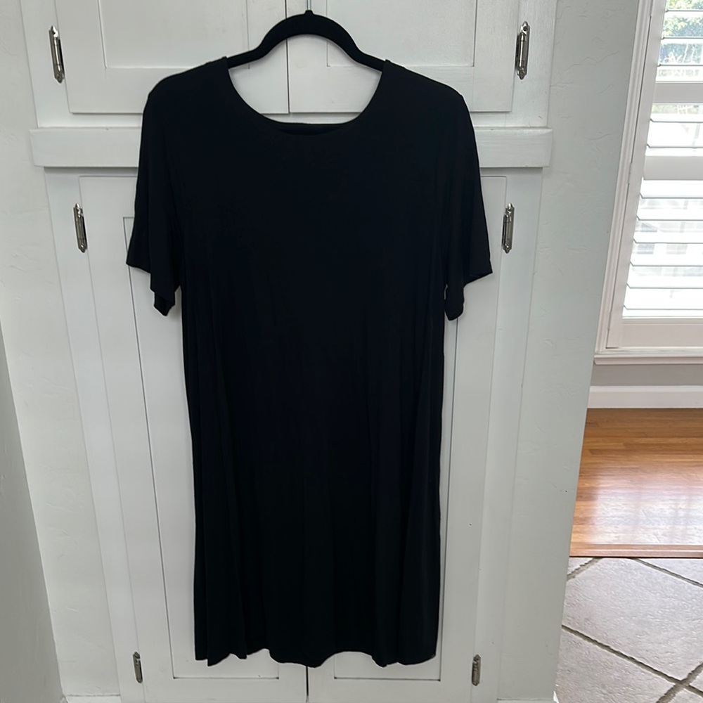 LOFT Black Midi T-Shirt Dress